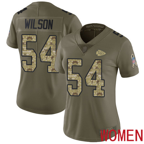 Women Kansas City Chiefs #54 Wilson Damien Limited Olive Camo 2017 Salute to Service Nike NFL Jersey->nfl t-shirts->Sports Accessory